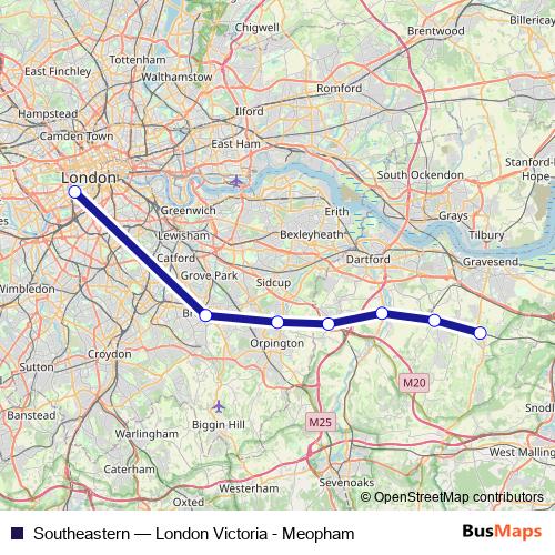Southeastern rail Line Map