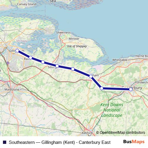 Southeastern rail Line Map