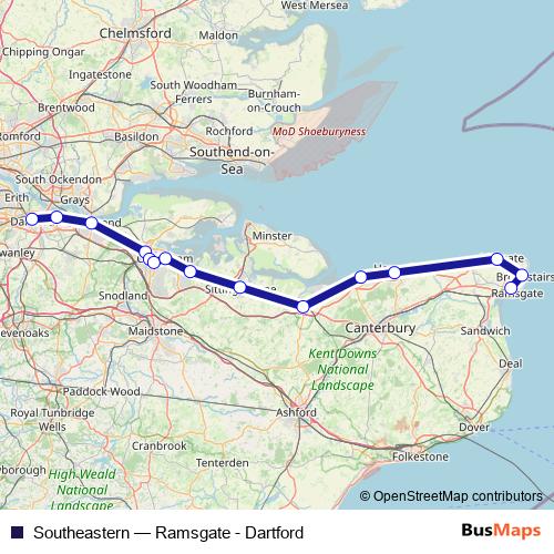 Southeastern rail Line Map