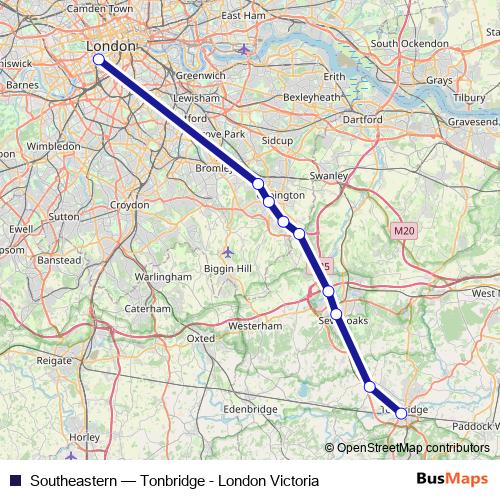 Southeastern rail Line Map