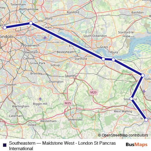 Southeastern rail Line Map