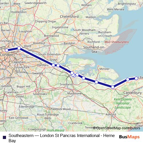 Southeastern rail Line Map