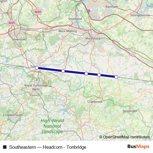 Southeastern rail Line Map
