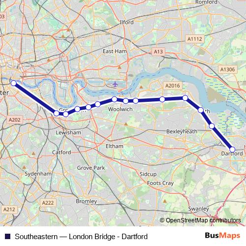 Southeastern rail Line Map
