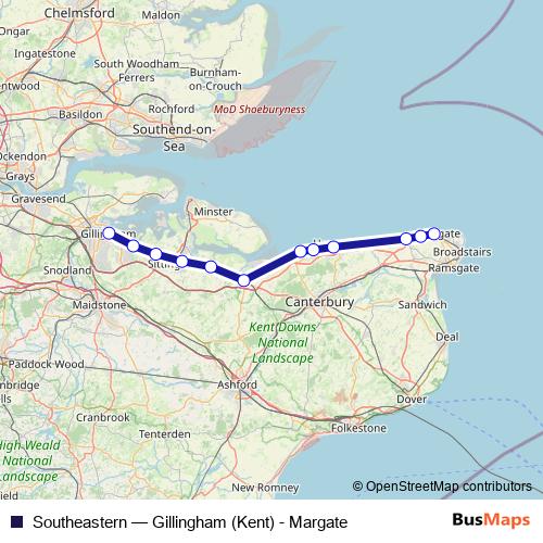 Southeastern rail Line Map
