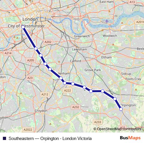 Southeastern rail Line Map