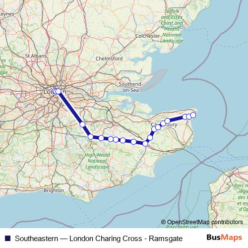 Southeastern rail Line Map