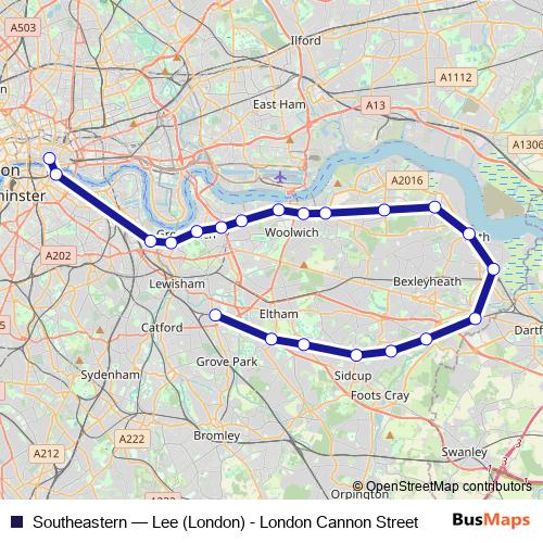 Southeastern rail Line Map