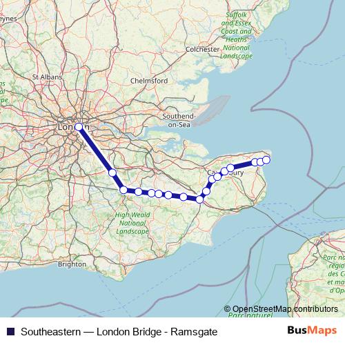 Southeastern rail Line Map