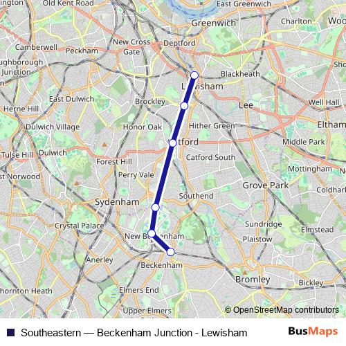 Southeastern rail Line Map
