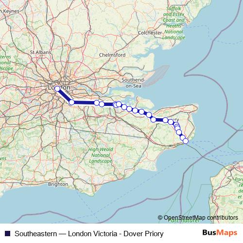 Southeastern rail Line Map