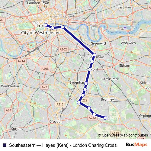 Southeastern rail Line Map