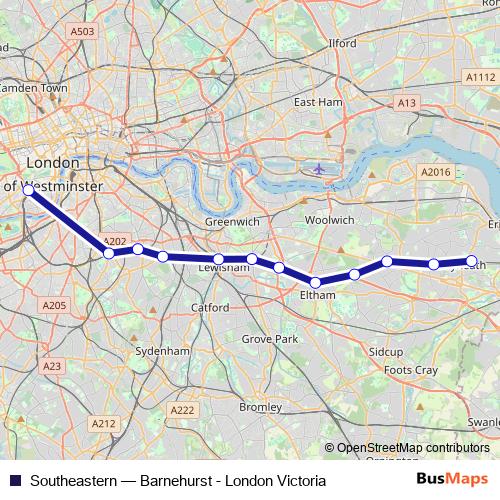 Southeastern rail Line Map