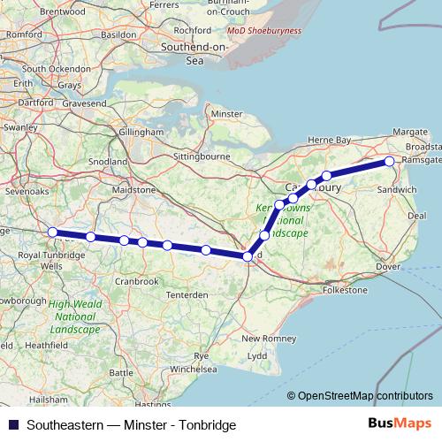 Southeastern rail Line Map