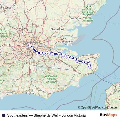 Southeastern rail Line Map
