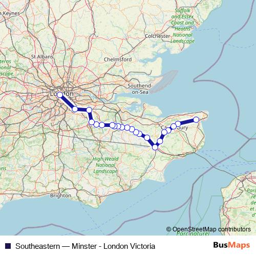 Southeastern rail Line Map