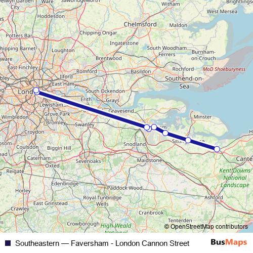 Southeastern rail Line Map