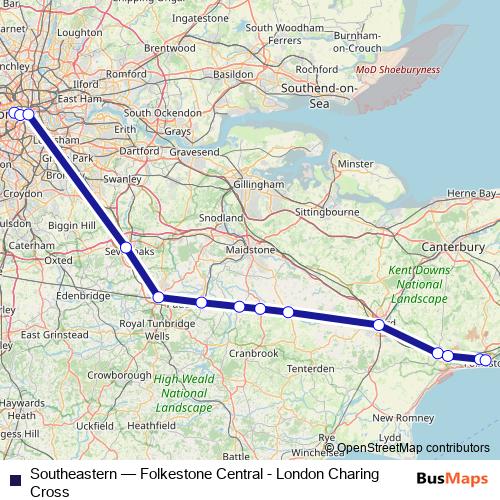 Southeastern rail Line Map