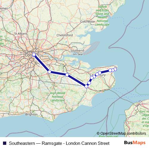 Southeastern rail Line Map