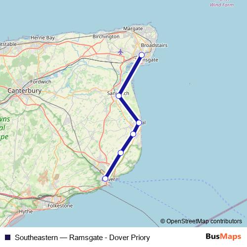 Southeastern rail Line Map
