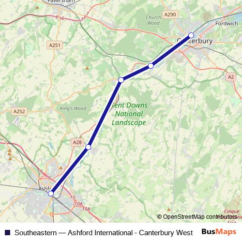 Southeastern rail Line Map