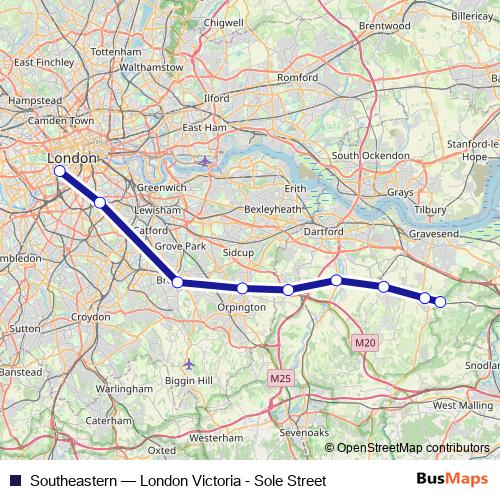 Southeastern rail Line Map