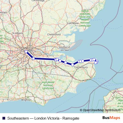 Southeastern rail Line Map