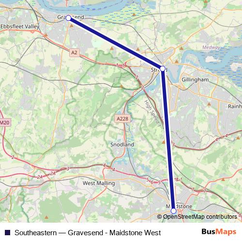Southeastern rail Line Map