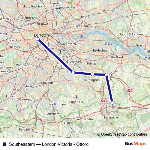 Southeastern rail Line Map