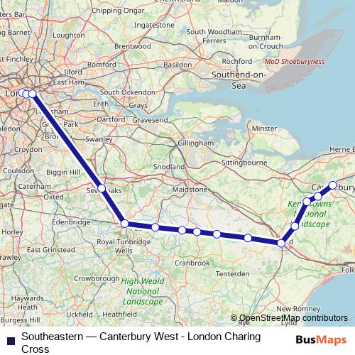 Southeastern rail Line Map