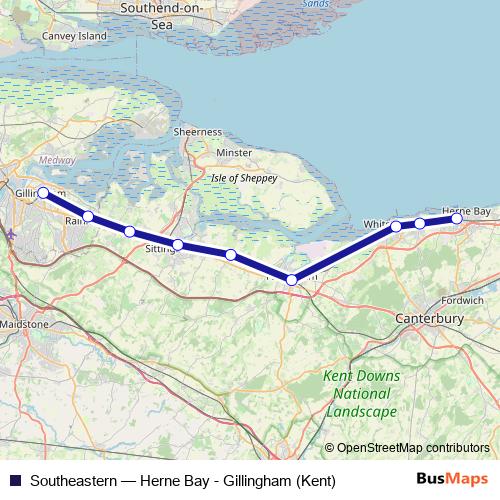 Southeastern rail Line Map
