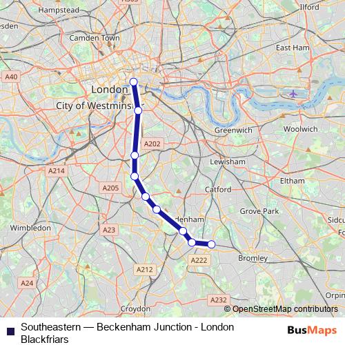Southeastern rail Line Map