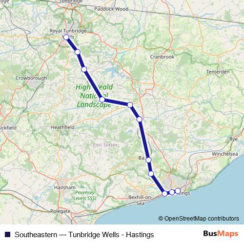 Southeastern rail Line Map