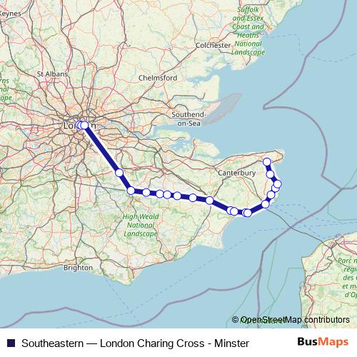 Southeastern rail Line Map
