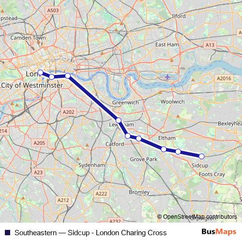 Southeastern rail Line Map