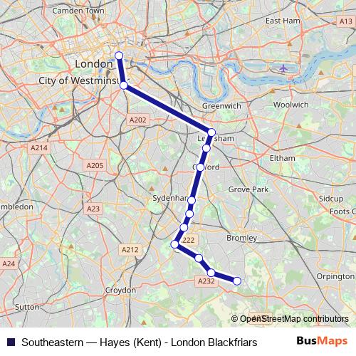 Southeastern rail Line Map