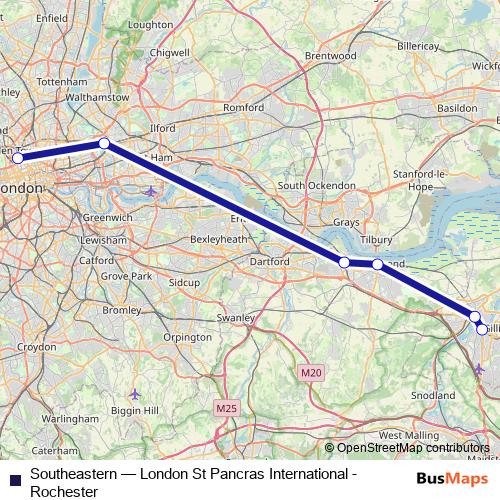 Southeastern rail Line Map