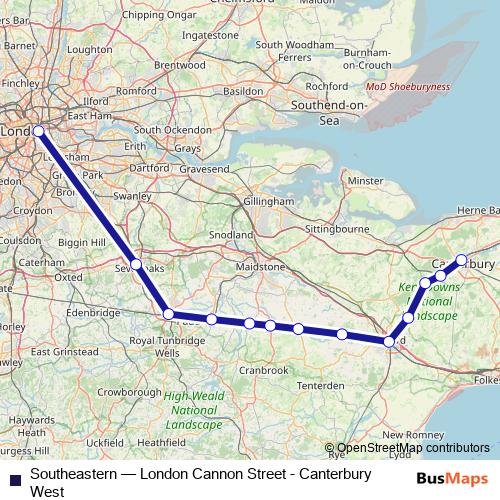 Southeastern rail Line Map