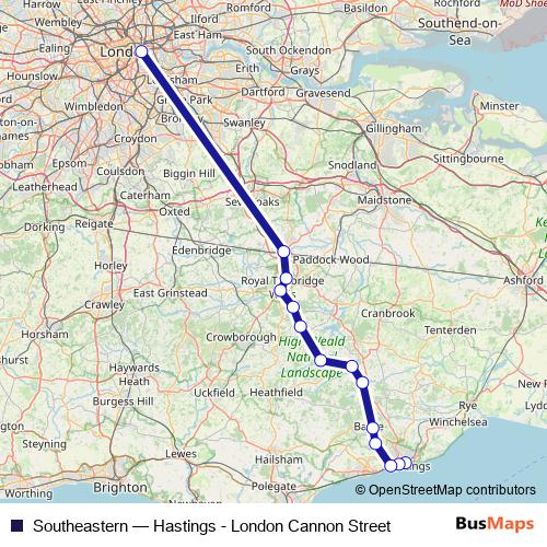 Southeastern rail Line Map