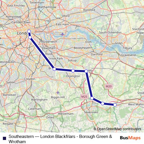 Southeastern rail Line Map