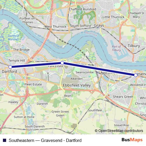 Southeastern rail Line Map