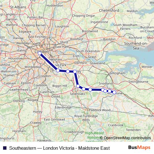 Southeastern rail Line Map