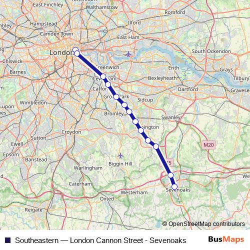 Southeastern rail Line Map