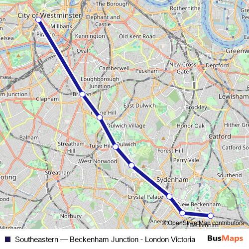 Southeastern rail Line Map