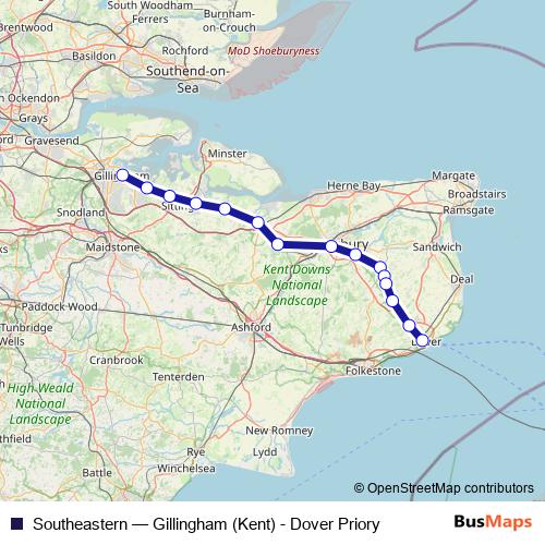 Southeastern rail Line Map
