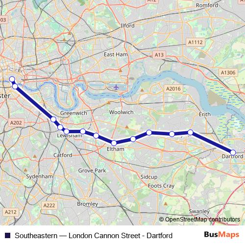 Southeastern rail Line Map