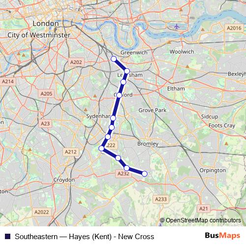 Southeastern rail Line Map