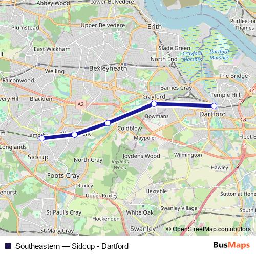 Southeastern rail Line Map