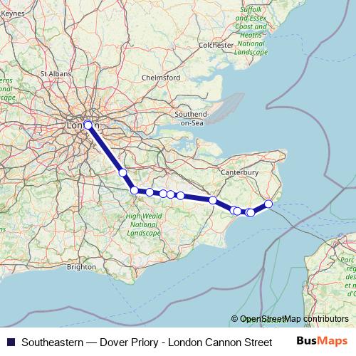 Southeastern rail Line Map