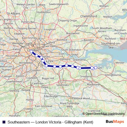 Southeastern rail Line Map